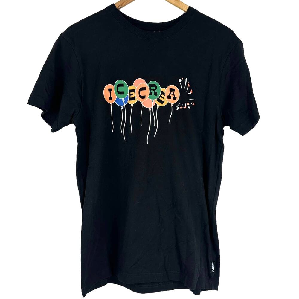 Icecream NWT Men's Black Balloon Graphic Short Sleeve T-Shirt Size M 100% Cotton